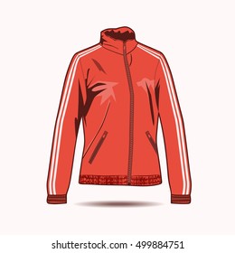 Active jacket template for women with zipper. Fashion Illustration,