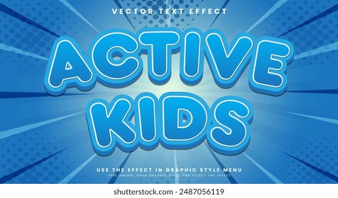 Active Kids comic Style 3d editable text effect Template