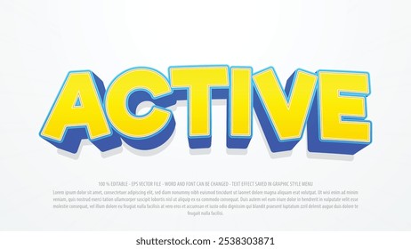 Active kids editable 3d text effect template use for logo and business brand
