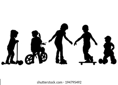 Active kids silhouettes