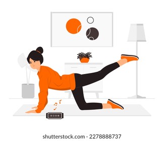 Active lady doing workout legs illustration