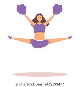 Active lateral jump cheerleader icon cartoon vector. Spirit of victory. Sport action