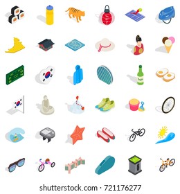 Active life icons set. Isometric style of 36 active life vector icons for web isolated on white background
