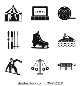 Active life icons set. Simple set of 9 active life vector icons for web isolated on white background