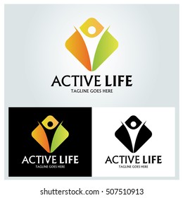 Active Life logo design template ,Life care logo design concept ,Vector illustration