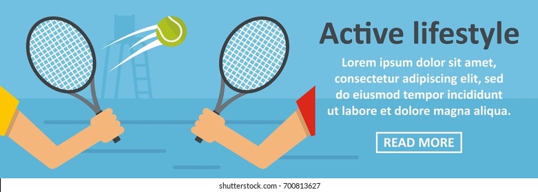 Active lifestyle banner horizontal concept. Flat illustration of active lifestyle banner horizontal vector concept for web