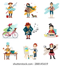 Active Lifestyle, Hobbies, Healthy Lifestyle Icons Set Isolated Vector Illustration