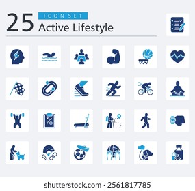 ACTIVE LIFESTYLE ICON SET COLOR FILL STYLE with to do list, energy, swimming, meeting, muscle, basketball and heart beat