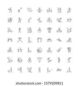 Active lifestyle linear icons, signs, symbols vector line illustration set