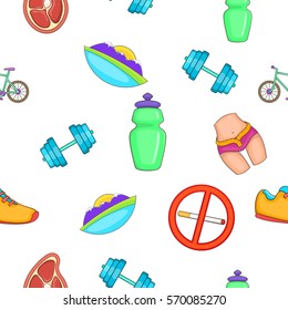 Active lifestyle pattern. Cartoon illustration of active lifestyle vector pattern for web
