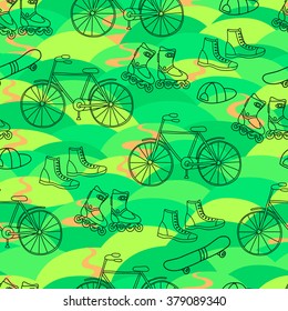 Active lifestyle seamless pattern.