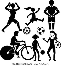 Active Lifestyle Silhouette Icons Set