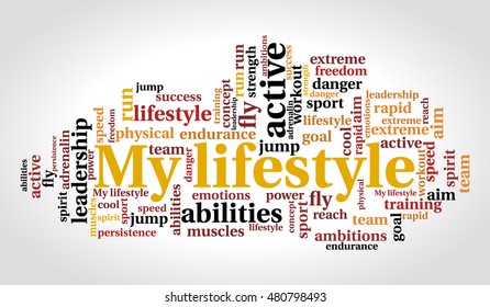 Active lifestyle word cloud, sport concept, vector illustration