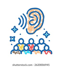 ative listener business doodle icon esboço vetor. ative listener business sign. ilustração de símbolo isolado