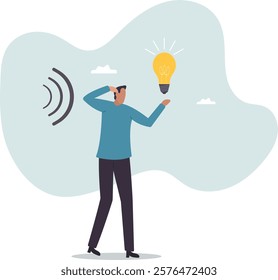 Active listening, communication skill to process information for job effectiveness, engage or aware on discussion or conversation.business concept.flat character.