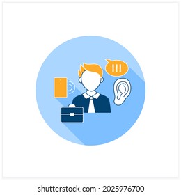 Active listening flat icon. Attentive hearing. Focus completely on the speaker. Effective communication concept. Vector illustration