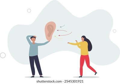 Active listening and hear focused what other is saying.flat characters.