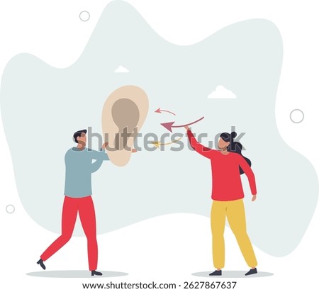 Active listening and hear focused what other is saying.Conversation and communication skill to pay full attention for speech and message. character life .
