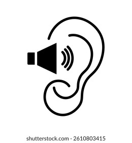 Active Listening and hearing icon concept. Illustration in black filled and outlined style