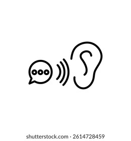 Active listening icon black and white vector sign