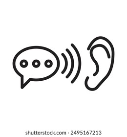 Active listening icon linear logo mark in black and white