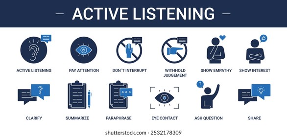 Active Listening Icon Set Collection