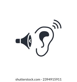 aktives Hörsymbol. vector.Editable stroke.linear style sign for use web design,logo.Symbol illustration.