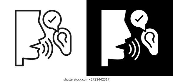 Ícone de escuta ativa branco Ilustração de vetor preto