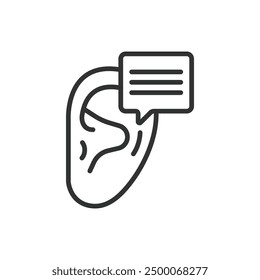 Active listening, in line design. Communication, Empathy, Engagement, Listening skills, Attention, Understanding on white background vector. Active listening editable stroke icon.