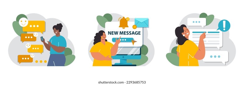 Active listening skill set. Attentive business charcter or employee soft skills development. Conversation, negotiation, emotional intellegence and team work. Flat vector illustration