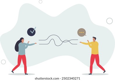 Active listening and speech hearing communication skills. Couple conversation with soft skills and ability to understand .flat design with people.