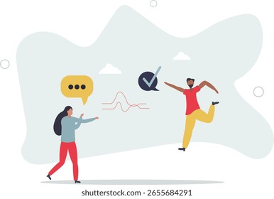 Aktives Hören und Sprechhören Kommunikationsfähigkeiten.Paar Gespräch mit Soft Skills und Fähigkeit, info.human Leben zu verstehen.