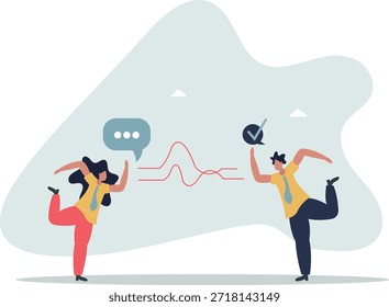 Escucha activa y habilidades de comunicación auditiva del habla. Conversación de pareja con habilidades blandas y capacidad de entender info. vida y empleo de las personas.