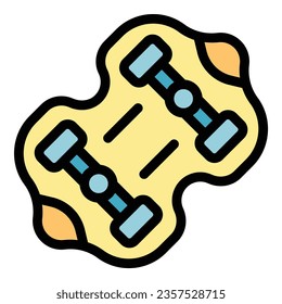 Active longboard icon outline vector. Skate activity. Sport city color flat