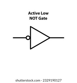 Active low not Gate. electronic symbol of open switch Illustration of basic circuit symbols. Electrical symbols, study content of physics students.  electrical circuits.