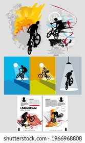 Active man. BMX rider in abstract sport background, vector