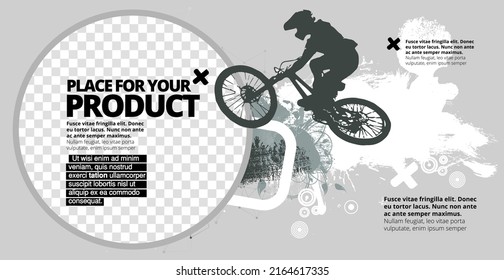 Active man. BMX rider in abstract sport background, vector.