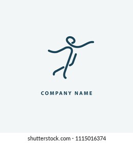 Active man icon. Vector flat modern logotype design speech bubble and people. Dance studio logo design vector template. Abstract human figure logotype. Sport, yoga ,fitness, gym, charging