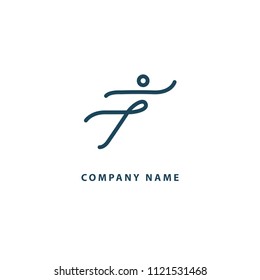Active man icon. Vector flat modern logotype design speech bubble and people. Dance studio logo design vector template. Abstract human figure logotype. Sport, yoga ,fitness, gym, charging