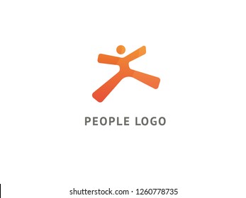 Active man icon. Vector flat modern logotype design speech bubble and people. Dance studio logo design vector template. Abstract human figure logotype. Sport, yoga ,fitness, gym, charging