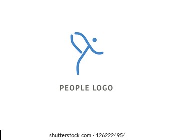Active man icon. Vector flat modern logotype design speech bubble and people. Dance studio logo design vector template. Abstract human figure logotype. Sport, yoga ,fitness, gym, charging