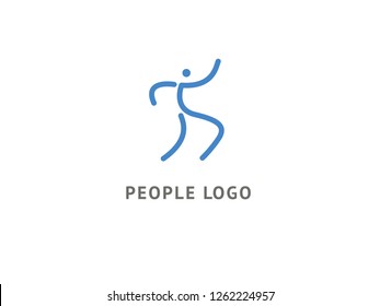 Active man icon. Vector flat modern logotype design speech bubble and people. Dance studio logo design vector template. Abstract human figure logotype. Sport, yoga ,fitness, gym, charging