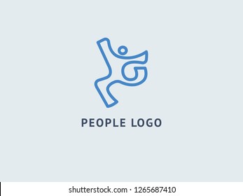 Active man icon. Vector flat modern logotype design speech bubble and people. Dance studio logo design vector template. Abstract human figure logotype. Sport, yoga ,fitness, gym, charging