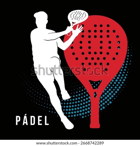 Active Man Playing Padel Silhouette Vector Illustration