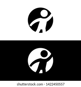 Active man round glyph style icon. Vector illustration on white and black background.