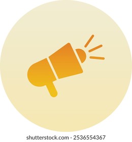 Active Megaphone Speaker Toa Circle Icon with Yellow Gradient Isolated on White Background