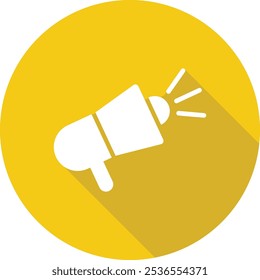 Active Megaphone Speaker Toa Yellow Circle Icon with Yellow Shadow Isolated on White Background