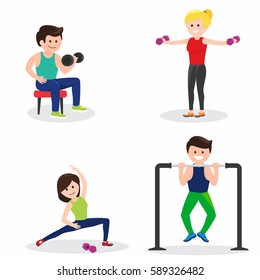 Active Men Women Fitness Set Gym Stock Vector (Royalty Free) 589326482