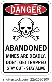 Active mine site warning sign and labels