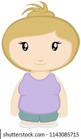 Active mom!  Cute cartoon middle aged blond woman facing forward.  Front view vector art.  Part of my "Chibi Folk" set - Matching characters available.  